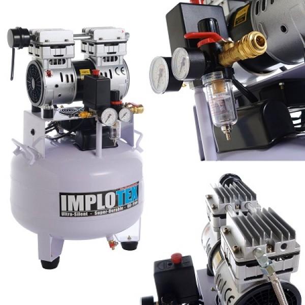 Produktbild Implotex - Flüsterkompressor 850W, 55dB leise, ölfrei Kompressor inkl. Ausblaspistole und Drucklufts (8 Bar, 30 l)