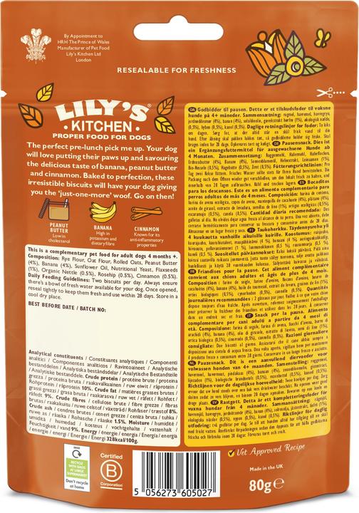 Image du produit Lily's Kitchen Snack Breaktime Biscuits, Beurre de cacahuètes - Banane (Adulte, 1 pcs, 80 g)