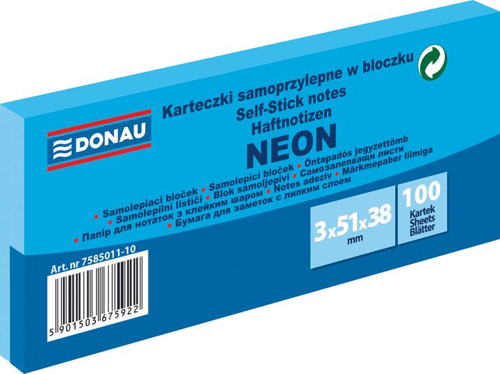 Produktbild Donau Selbstklebeblock, 51x38mm, 3x100 blatt, neon, blau