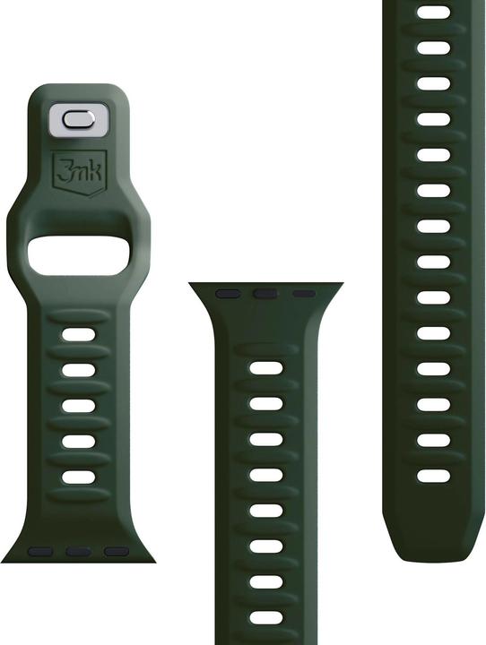 Produktbild 3MK Silicone Watch Strap Ciemnozielony/ Dark Green dla Apple Watch 42/44/45/49mm (Edelstahl, Silikon)