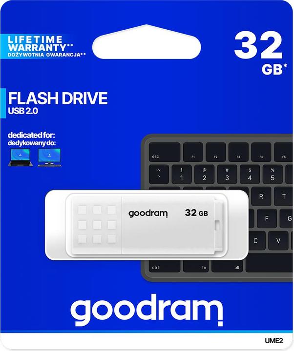 Actual product image Goodram UME2 UME2-0320W0R11 Pendrive (32 GB, USB 2.0, white) (32 GB, USB-A, USB 2.0)