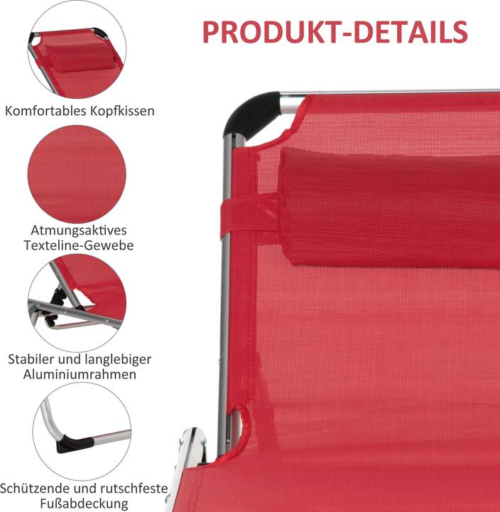 Immagine prodotto Outsunny Lettino da giardino regolabile a 5 livelli (80 cm)