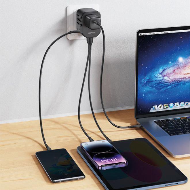 Produktbild Usams T59 Reiseladegerät mit 20W Dual USB-A + Type-C