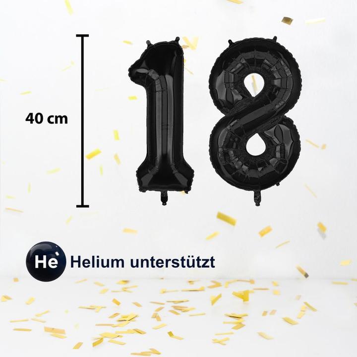 Immagine prodotto Hermex Palloncino numero 18 in foil nero palloncino festa di compleanno palloncino 40 cm