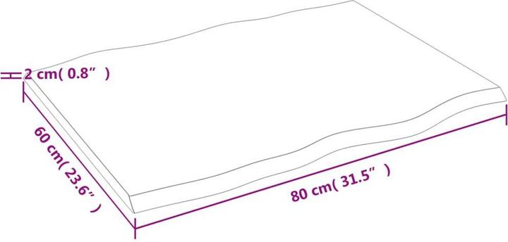 Image du produit VidaXL Tischplatte 80x60x2 cm Massivholz Eiche Behandelt (80 x 60 x 2 cm)
