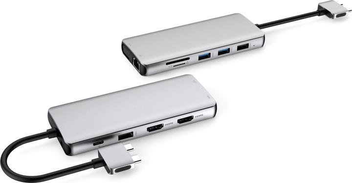 eSTUFF USB-C Dual USB-C Dock USB 3.2 Gen 1 (3.1 Gen 1) Type-C Aluminium, Metallisch (USB-C, 12 Ports)