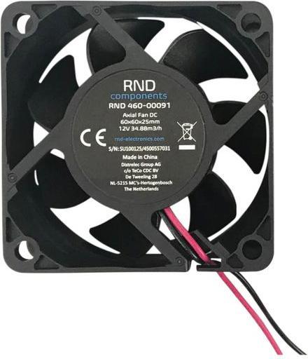 Image du produit RND Components Ventilateur axial sans balais DC 60x60x25mm 12V 34.88m³/h IP44 (60 mm)