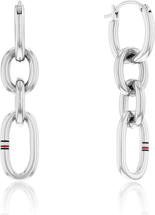 Actual product image Tommy Hilfiger Modern Steel Earrings Contrast Link Chain 2780787
