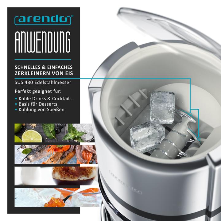 Actual product image Arendo Ice crusher stainless steel 1.1 litre, ice crusher, ice crusher for cooling and keeping fresh