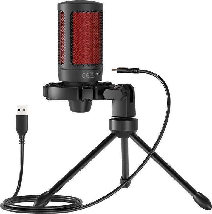 Produktbild Savio Gaming-Mikrofon auf einem Stativ, beleuchtet von 01 Sonar, In-Ear, Anti-Flow-Tasche