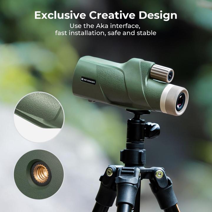 Image du produit K&F Concept Monoculaire 12*50 BAK4 HD avec queue d'aronde Akka vert armée (12 x, 50 mm)