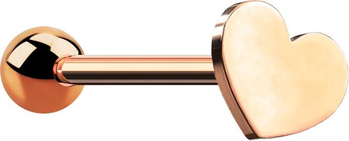 Star Piercing Micro Barbell rosegold mit Kugel und Herz (ohne Messing, Chirurgenstahl 316L)