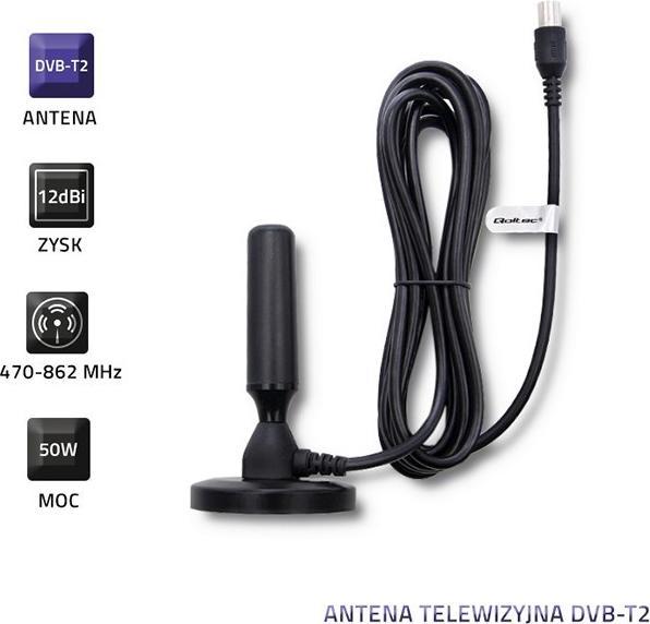 Produktbild Qoltec TV-Antenne DVB-T2 (12 dB, DVB-T / -T2)