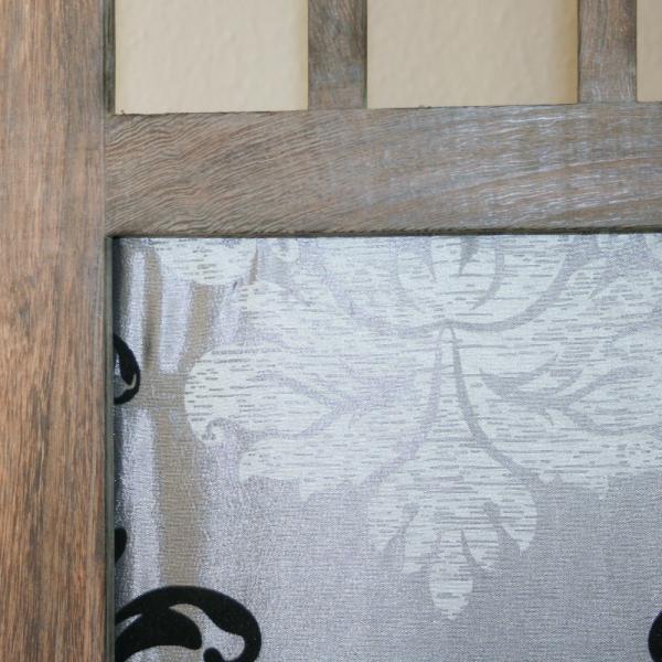 Immagine prodotto Homestyle4u Parete divisoria in 3 parti in legno con tessuto a motivi grigio-marrone