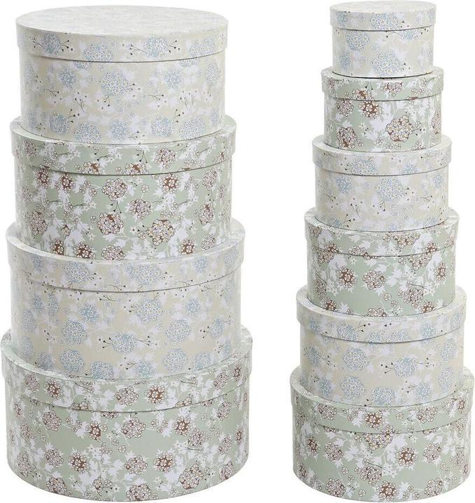 Produktbild DKD Home Decor Set of Stackable Organising Boxes Beige Green Cardboard (37,5 x 37,5 x 18 cm)
