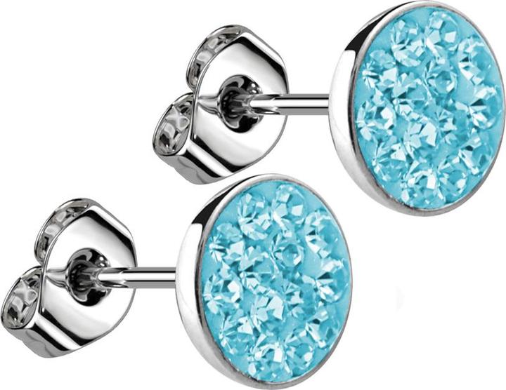 Produktbild Star Piercing Ohrstecker silber Teller Kristall aqua (Chirurgenstahl 316L, ohne Messing)