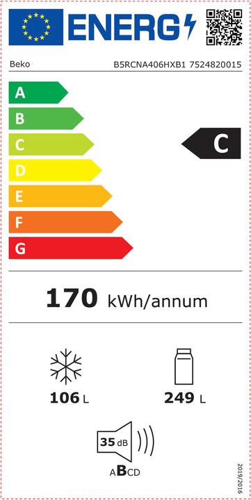 Energie-Label Beko B5RCNA406HXB1 (355 l)
