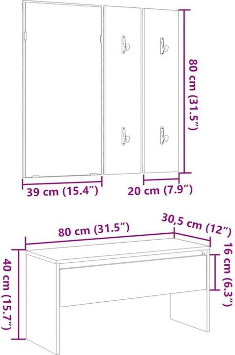 Immagine prodotto VidaXL Garderoben-Set Altholz-Optik Holzwerkstoff