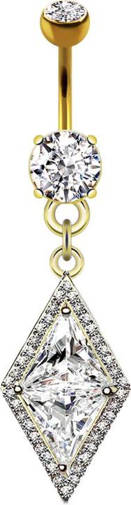 Immagine prodotto Star Piercing Banana placcata oro 14k con due sfere di cristallo ciondolo in argento lungo cristallo (Ottone, Acciaio chirurgico 316L)