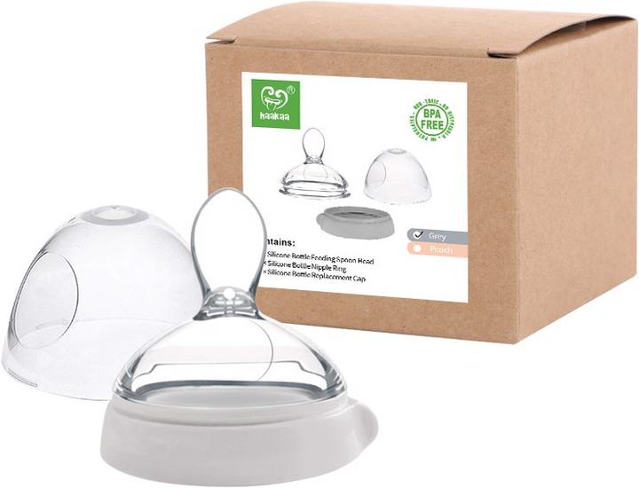 Image du produit Haakaa Kit de cuillères d'alimentation pour biberon Génération 3 - Gris