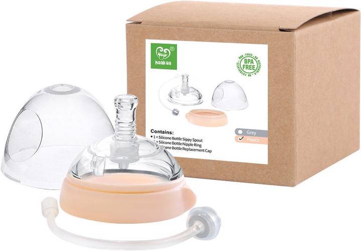 Productafbeelding Haakaa Generation 3 Flessendop met Automatisch Rietje Set - Perzik