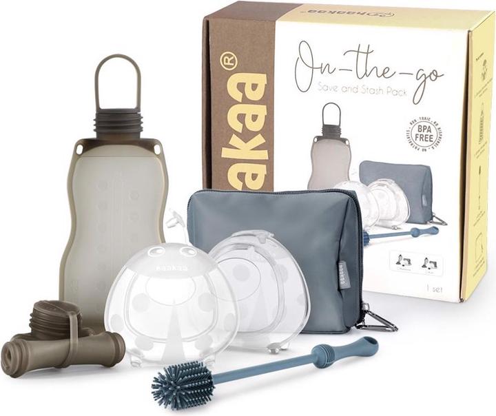 Image du produit Haakaa Kit de pompage et de rangement On-the-go - Bleu acier