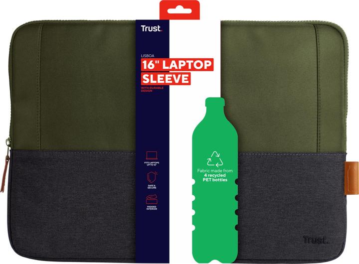 Actual product image Trust Lisboa 16in Laptop Sleeve Green (16", Universal)
