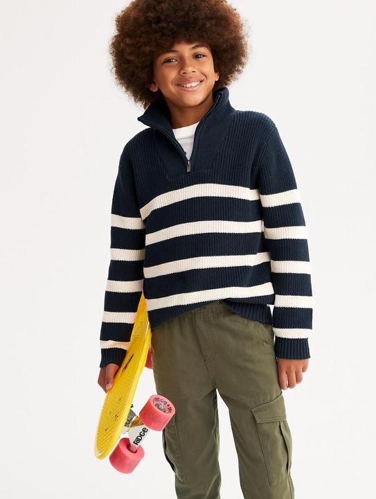 Produktbild La Redoute Collections Grobstrickpullover mit Troyerkragen und Streifen (102)