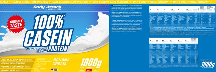 Actual product image Body Attack 100 % Casein Protein (1800g can) (Chocolate, 1 pcs., 1800 g)