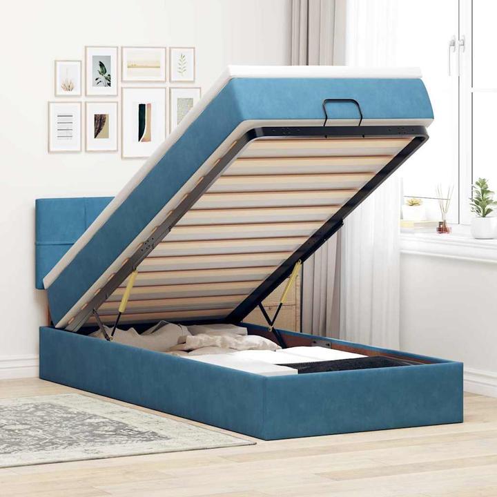 Image du produit VidaXL Lit ottoman avec matelas bleu foncé 120x200 cm velours (120 x 200 cm)