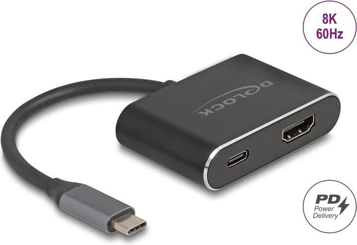 Image du produit Delock Adaptateur USB Type-C™ vers HDMI (DP Alt Mode) 8K avec HDR et Power Delivery 100 W (USB-C, 15 cm)