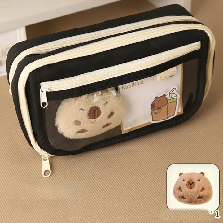 Only-Bags.Store Grosse Kapazität Bleistift Tasche Cartoon Schreibwaren Halter Tasche mit Clips Keychains Kinder