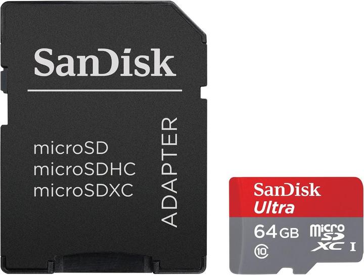 SanDisk Ultra microSDXC U1 mit Adapter (64 GB, microSDXC, U1, UHS-I)