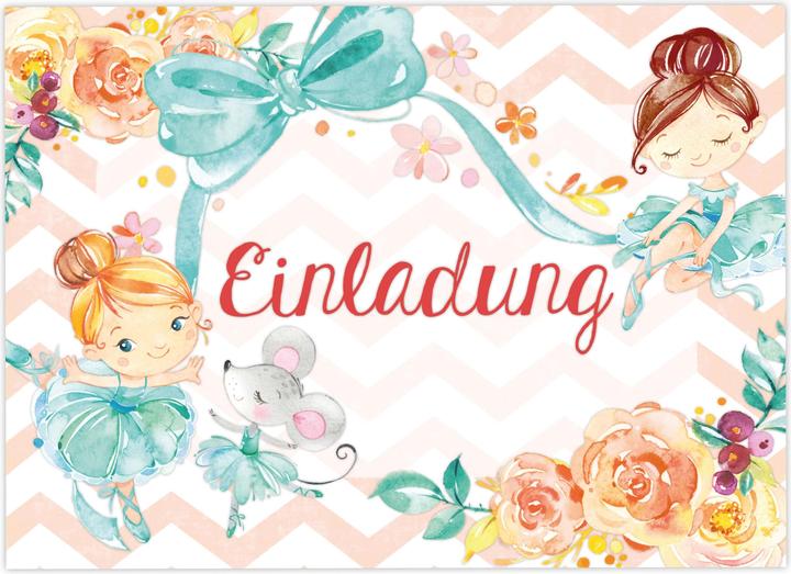 Image du produit Papierdrachen 12 Einladungskarten zum Geburtstag – Ballerina (12 pcs)