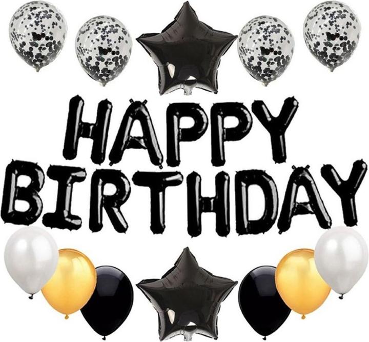 Produktbild Cover-Discount Happy Birthday Luftballon Banner Set schwarz