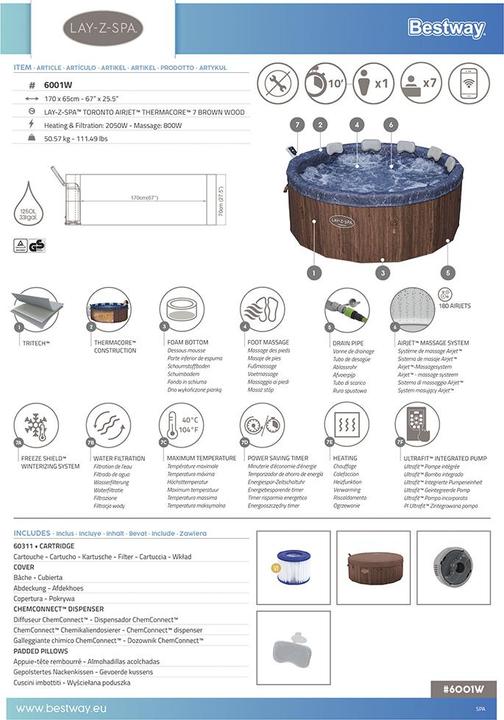 Immagine prodotto Bestway Lay-Z-Spa Toronto ThermaCore SmartAirjet (7 pers.)
