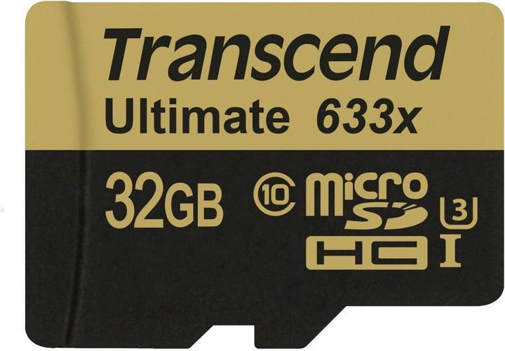 Transcend microSDHC Ultimate 633x UHS-I U3 with adapter (32 GB, microSDHC, U3, UHS-I)