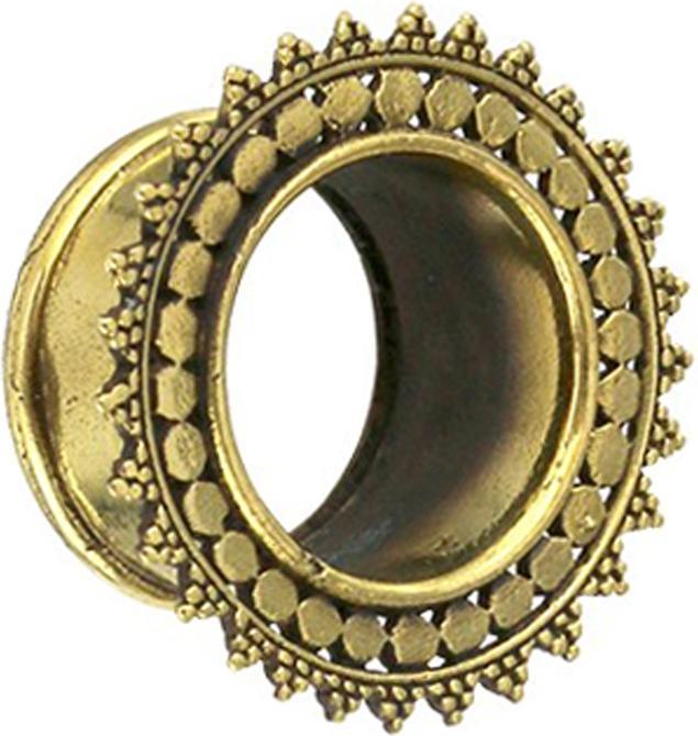 Actual product image Star Piercing Flesh Tunnel gold plated flower circle with dots (Brass)