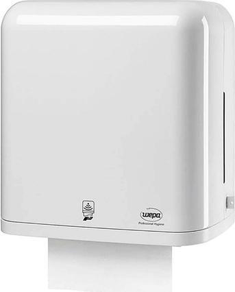 Actual product image Wepa Towel dispenser Sensor Dimensions: 34.8 x 38.6 x 22 cm (W x H x D) Material: plastic
