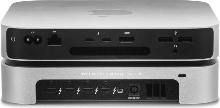Actual product image OWC 12.0TB (HDD) miniStack STX Stackable Storage and Thunderbolt Hub Xpansion Solution - Silver (M.2 2242)