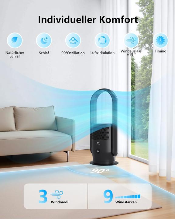 Image du produit U Ultty Rotorloser Turmventilator mit Luftreiniger und HEPA Filter (32 dB)