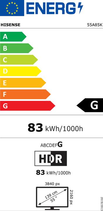 Energy Label Hisense TV 55A85K (55", OLED, UHD, 2023)
