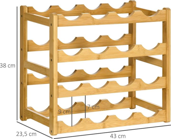 Produktbild Homcom Weinregal mit grossem Stauraum (43 x 23.5 x 38 cm)
