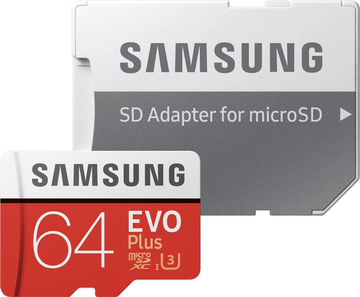 Actual product image Samsung Evo+ microSD UHS-I (64 GB, microSDXC, U3, UHS-I)