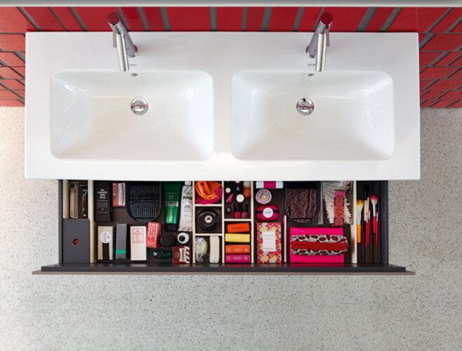Produktbild Duravit Doppelwaschtisch ME by Starck m ÜL m HLB 1300x490mm 1 Hahnloch weiss WG (490 mm, 1300 mm)