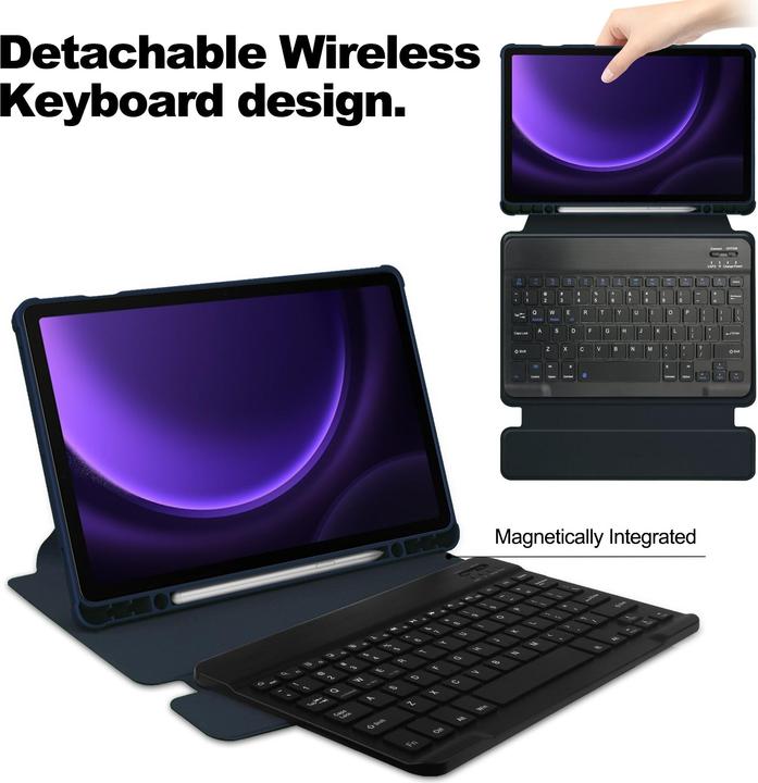 Produktbild Lobwerk 2in1 Set Bluetooth Tastatur in Schwarz + Hülle für Samsung Galaxy Tab S9 FE 2023 X510/SM-X516/SM-X51 (X)