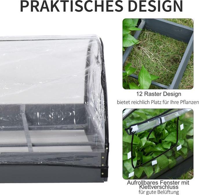 Produktbild Swisshandel24 Gewächshaus mit Fenster 12 Gitter PVC Stahl Transparent 120 x 79 x 53 cm