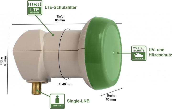 Immagine prodotto Humax Green Power LNB Protezione dalle intemperie, filtro LTE Basso consumo energetico (Singolo LNB)