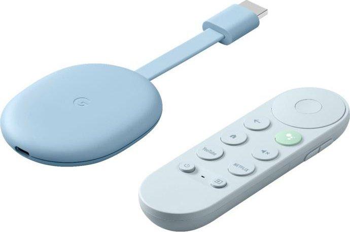 Actual product image Google Chromecast 4K Media Player with TV Blue