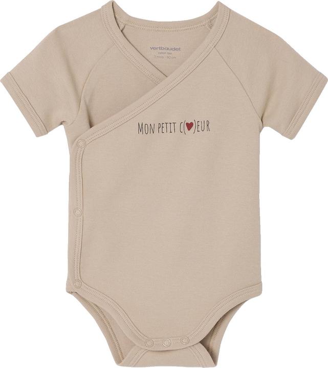 Actual product image Vertbaudet Bio-Kollektion: 3er-Pack Baby Kurzarm-Bodys in Wickelform PETIT COEUR (56)